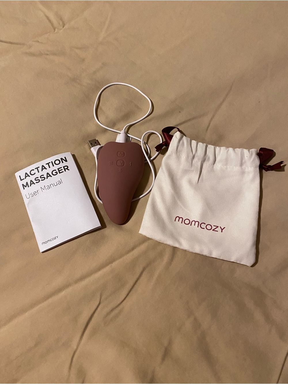 Momcozy Brown Portable Lactation Massager - Rechargeable Breast Massage